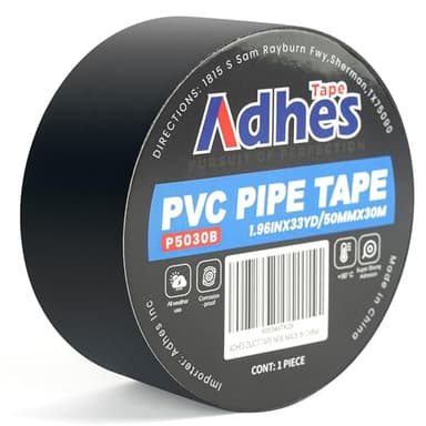 ADHES 6mil PVC Pipe Tape, 2inch x 33yd, Heavy Duty Waterproof Adhesive Tape for Plumbing, Sealing, and Pipe Repair