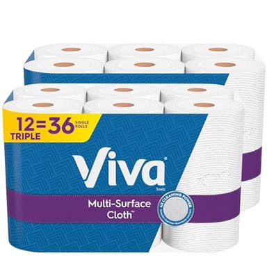 Viva Multi-Surface Cloth Paper Towels, 12 Triple Rolls, 165 Sheets Per Roll (2 Packs of 6)