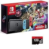 Nintendo 2021 Switch Console Family Holiday Bundle - Neon Mario, 6.2" Touchscreen LCD Display, Bluetooth + NexiGo_ 128GB MicroSD Card Bundle