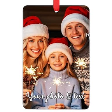 Personalized Family Christmas Ornaments with Photo - Custom Picture Text Ornaments for Christmas Tree 2026, Customized Wood Xmas Tree Decor for Couple, Mom, Dad, Friends, Loves