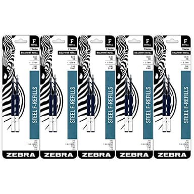 Zebra Pen Steel, F-Refill Ballpoint Ink Refills, 0.7mm Fine Point, Blue Ink, Fits Zebra F-301, F-402, and F-701 Ballpoint Pens, Smooth Writing Performance, 10-Pack (50071)