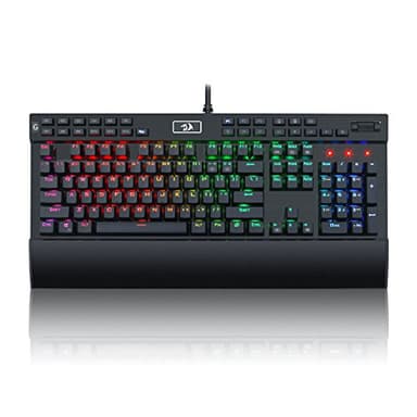 Redragon K550 RGB Gaming Keyboard, 104 Keys + 12 Macro G Keys Wired Mechanical Keyboard w/Aluminum Top Plate, Custom Clicky Purple Switch, Extra USB Port & Wrist Rest