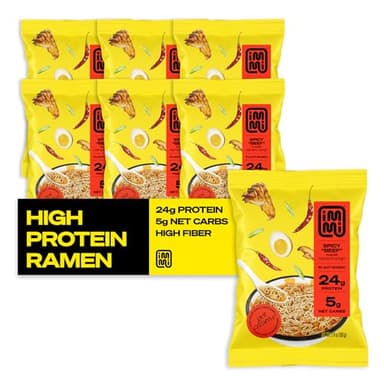 immi Spicy "Beef" Ramen, 100% Plant Based, Keto Friendly, Low Carb, High Protein, Packaged Noodle Meal Kit, Ready to Eat, 6 Pack