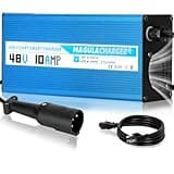 10Amp 48 Volt Golf Cart Battery Charger for Club Car DS&Precedent, Trickle Charge 6-10 Hours Full Charge,3 Pin with Round Plug Replace for Club Car Golf Cart 48 Volt Golf Cart Battery,5Lbs