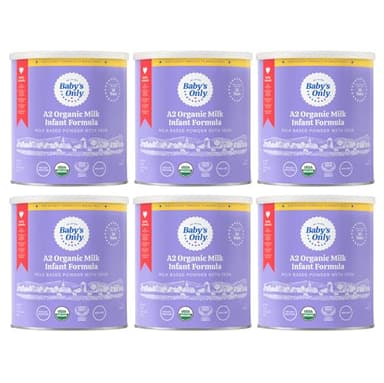 Baby's Only A2 Organic Milk Infant Formula, A2 Milk Based Powder, Organic Baby Formula with A2 Beta-Casein Protein, Iron, Vitamin E, Vitamin D, Easy to Digest, Newborn to 12 Months Old, 21 oz, 6 Pack