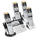 VTech IS8151-4 Super Long Range 4 Handset Cordless Phone for Home with Answering Machine, 2300 ft Range, Call Blocking, Bluetooth, Headset Jack, Power Backup, Expandable to 12 HS, Silver/Black