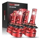 Torchbeam 9005/HB3 9006/HB4 Bulbs Combo, 𝟒𝟒𝟎𝟎𝟎 𝐋𝐌 𝟔𝟎𝐖 𝟖𝟎𝟎% 𝐒𝐮𝐩𝐞𝐫𝐢𝐨𝐫 𝐁𝐫𝐢𝐠𝐡𝐭𝐧𝐞𝐬𝐬 9005 9006 Bulbs 6500K Cool White for ATVS, Fog Powersports Bulbs Plug-N-Play, Pack of 4