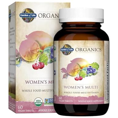 Garden of Life Organics Organic Multivitamin for Women - Womens Multi with Vitamin C, D, Folate, B6, B12, Biotin, Iron, Vegan Whole Food Vitamins for Women, Energy, Skin, Nails, 60 Tablets