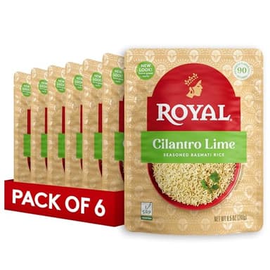 Royal Cilantro Lime Basmati Rice - Ready to Heat Basmati Rice - (6 Pack) 8.5 oz Microwaveable Pouch