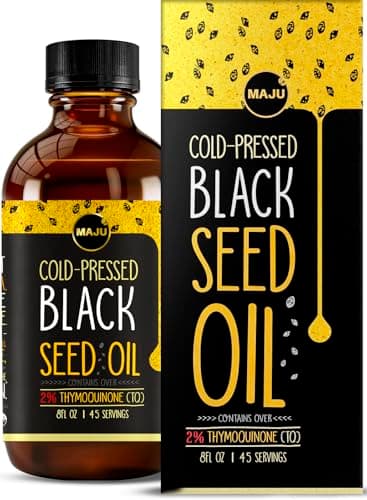 MAJU Black Seed Oil - 3 Times Thymoquinone, Cold-Pressed, 100% Turkish Black Cumin Seed Oil, Liquid Pure Blackseed, Glass Bottle, 8 oz