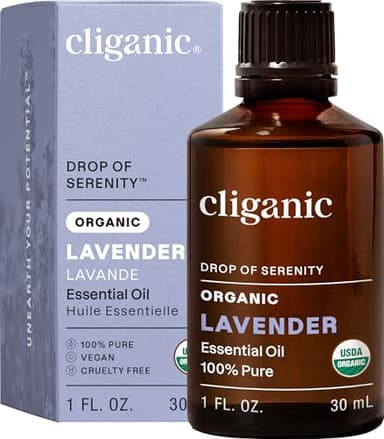 Cliganic Organic Lavender Essential Oil, 1oz - 100% Pure Natural Undiluted, for Aromatherapy Diffuser | Non-GMO Verified (Packaging May Vary)