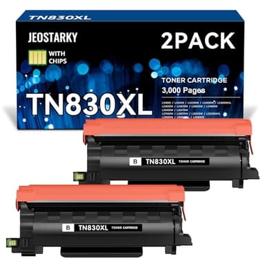 Jeostarky Compatible TN830XL Toner Replacement for Brother TN830XL TN830 XL Toner use with HL-L2460DW HL-L2405W HL-L2400D HL-L2480DW MFC-L2820DW MFC-L2760DW DCP-L2640DW MFC-L2900DW (Black,2 Pack)