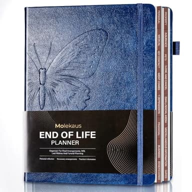 Molekaus End of Life Planner: Estate Planning Organizer with Tabs - End of Life Organizer for Final Arrangements & Important Affairs with Large Print - 120GSM Thick Paper - 7'' x 10'' (Blue)
