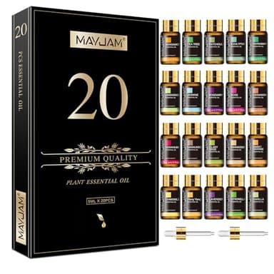 MAYJAM Tea Tree 20 Pcs Pure Essential Oil Gift Set, for Diffuser, Humidifiers, Skin Care, Massage, Fragrance Oil Scent for DIY Candle and Soap Making, Gift for Friend (5ML)