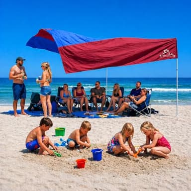 MillionShades® Beach Shade Canopy – Grande 14 ft x 14 ft Wind-Propelled® Sun Shade for Beach with UPF 50+, 360° Views, Quiet & Lightweight Design, Easy Setup Tent - Windproof Beach Shelter
