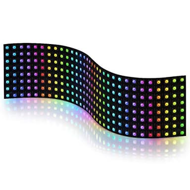 BTF-LIGHTING WS2812B RGB 5050SMD Individually Addressable Digital 8x32 256 Pixels 12.5in x 3.1in LED Matrix Flexible FPCB Full Color Works with SP802E,etc Controllers Image Video Text Display DC5V