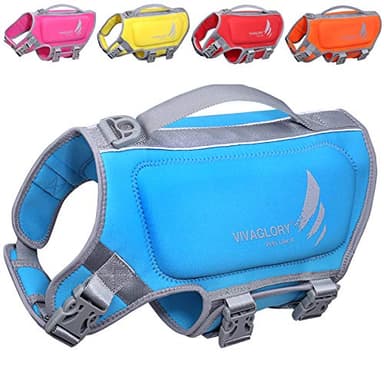 VIVAGLORY High Buoyancy Dog Life Vest, Swimming Vest with Handle, Dog Life Jacket for Swimming & Boating, Buoyancy for Puppy Doggy, S, Blue