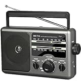 AM FM Portable Radio Battery Operated Radio by 4X D Cell Batteries Or AC Power Transistor Radio with and Big Speaker, Standard Earphone Jack, High/Low Tone Mode, Large Knob