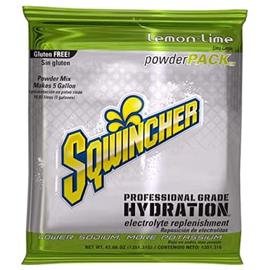 Sqwincher Powder Pack | Lemon-Lime Flavored | Low Calorie | Low Sodium | Electrolyte Replenishment Hydration Drink Mix | Just Add to 5 Gallons of Water | 47.66 oz packet (pack of 16)