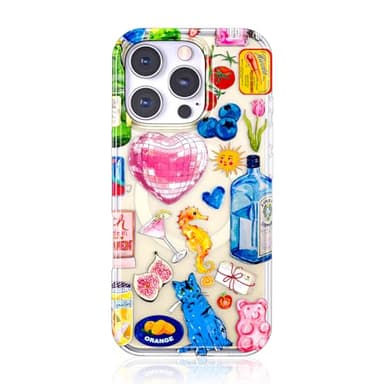 FEWGEY Summer Phone Case for iPhone 16 Pro Max Compatible with Magsafe, Western Aesthetic Design Magnetic Shock-Proof Heavy-Duty Protection Cute Collage Case Cove for Women Girls Multicolor