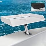 Boat Cutting Board, Bait Table Fillet Board with Fish Ruler for Fish Cleaning Station, with Rod Holder Mount Plier Storage and Knife Slot, Boat Fillet Table Cover, Boat Accessories Marine