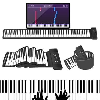 88Keys Roll Up Piano, MARVTOWN Portable Fordable Rechargeable Hand Roll Keyboard Piano, 108 Rhythms, 128 Tones,Waterproof electric Keyboard Piano with MIDI Function, Best Gift for Kids and Beginners