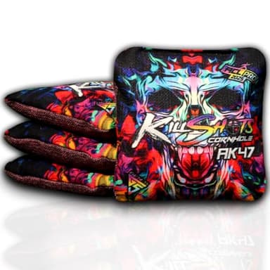 Killshots Cornhole | AK47 Series | Limited Edition | ACL Pro Certified Cornhole Bags | Premium Quality | Dual-Speed | Durable & Weather Resistant | Set of 4 Bags (Neon Nightmare)