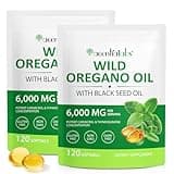 Oil of Oregano Softgels 6000mg, 2 in 1 Formulated with Black Seed Oil 200mg, Immune Support, Organic Oregano Oil Capsules, Natural Defense Supplement, Non-GMO, Easy to Swallow, 240 Softgels