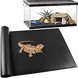 TCYPUHL Reptile Carpet,Bearded Dragon Tank Accessories,Reptile Mat, Leopard Gecko Substrate,Bearded Dragon Tank Flooring,Snake, Tortoise Bedding(18" x 79 ", 1 PCS Black Thicker Mat)