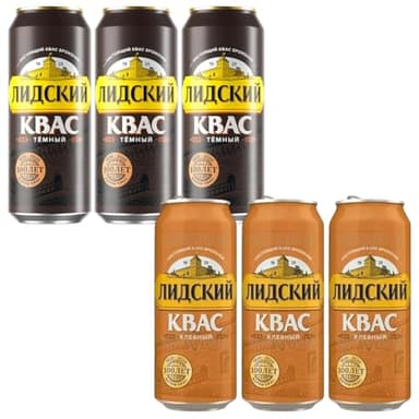 LIDSKI Bread Kvass Variety Pack - Traditional Drink with Natural Carbonation & Real Rye Bread - Kvass Soda Soft Drinks Rich in Probiotics & Earthy Flavor - A Refreshing Energy Drink You'll Enjoy