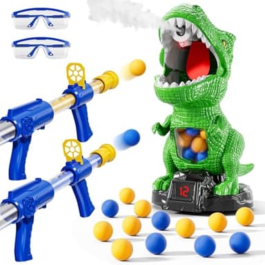 NIPLOOOW Dinosaur Shooting Toys for Kids 3-5 Years, Movable Target Shooting Games with 2 Air Pump Launcher, Interactive Competition Game Gift for Boys and Girls Ages 3 4 5 6 7 8 Years Old
