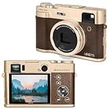 Minolta MND70 Retro 48 MP Autofocus Digital Camera with 5K Ultra HD Video, Rear Selfie Lens & WiFi, Gold