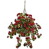 Nearly Natural 6857-RD Geranium Hanging Basket UV Resistant, Red,10.125'' x 29'' x 10.125''