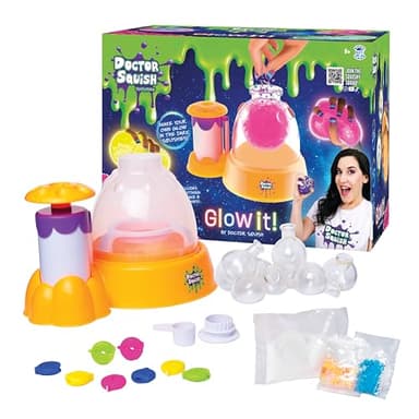 Doctor Squish Squishy Maker Station Neon | DIY Make Your Own Glow In The Dark Squishies Kit | All Inclusive With Glowing Sparkles & Slime Powder | Ages 8 & Up