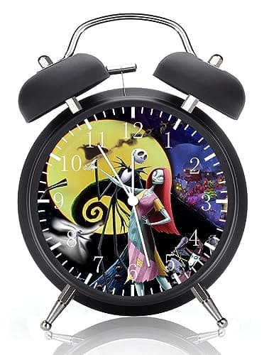 HDecor Twin Bell Jack and Sally Alarm Desk Clock with Night Light Quite Silent Non-Ticking 4 Inches Metak and Glass Face Great for Decor or Gifts G93