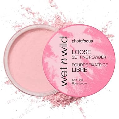 wet n wild Photo Focus Loose Setting Powder, Lightweight Silky Formula, Radiant Tint for a Luminous Glow, Blurring & Oil-Control Finish, Long-Lasting Makeup Setting Powder, Cruelty-Free - Soft Pink
