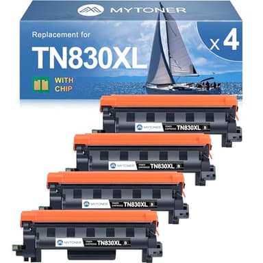 MYTONER Compatible Toner Cartridges Replacement for Brother TN830 XL/V/R TN-830 TN830XL for DCP-L2640DW HL-L2460DW HL-L2405W HL-L2400D L2465DW HL-L2480DW MFC-L2820DW XL MFC-L2820DW Printer, 4 Black