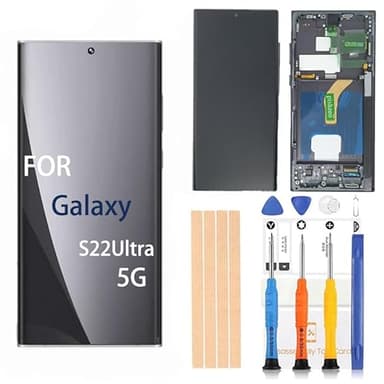 OEM 6.81 inch Super Amoled Digitizer for Samsung Galaxy S22Ultra 5G Screen Replacement SM-S908U U1 Touch Display,Full HD Digitizer Assembl US Version with Phantom Black Frame(+ Ultrasonic Fingerprint)