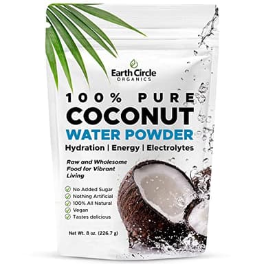 Earth Circle Organics Pure Coconut Water Powder | Coconut Electrolyte Powder for Energy and Hydration Supplement | No Additives | Unsweetened | Vegan | Keto | Gluten Free - 8oz (Pack of 1)