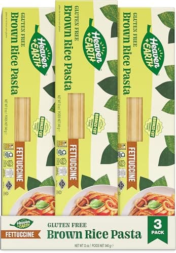 Heaven & Earth Gluten Free Brown Rice Pasta Fetuccinni, 12oz (3 Pack) | Great Texure | Real Pasta Taste & Mouthfeel | Whole Grain Gluten Free Pasta | Linguine Style | Kosher