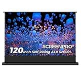SCREENPRO 120 inch Tensioned Floor Rising Projector Screen, Motorized Pull Up ALR Projector Screen with Remote, 16:9 Electric Home Theater Screen for 4K Projector