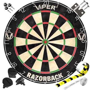 Viper Razorback WDF Accredited, Official Competition Bristle Steel Tip Dartboard Set with Staple-Free Razor Thin Spider Wire Self-Healing
