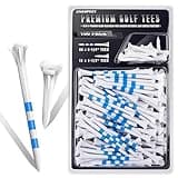 CHAMPKEY Premium 3 Prongs Plastic Golf Tees 100 Pack - 85 Count 3-1/4" with 15 Count 1-1/2" Tees Mixed Pack - Low Friction and Resistance Golf Plastic Tees（3-1/4"）