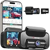 REDTIGER 4G LTE Dash Cam Front and Rear,Remote Live Stream, 30-Day Cloud Storage, 2.5K + 1080P, Emergency Alert, GPS, Built-in SIM (AT&T), Parking Monitor, 32GB Card & Hardwire Kit Included (VS10)