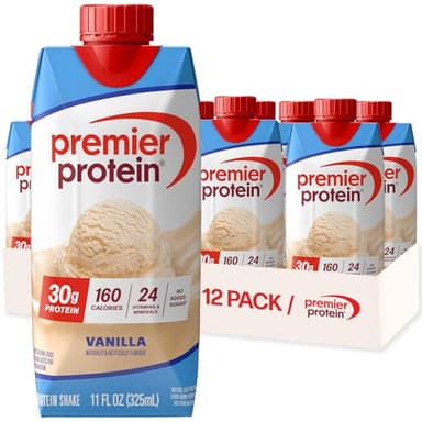 Premier Protein Shake, Vanilla, 30g Protein, No Added Sugar, 24 Vitamins & Minerals to Support Immune Health, 11 fl oz, 12 Pack