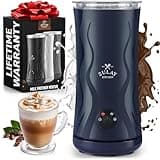 Zulay 4-in-1 Milk Frother and Steamer - Automatic Hot and Cold Foam Maker with Auto Shut Off & Temperature Control for Coffee, Latte, Cappuccino, Hot Chocolate - Navy