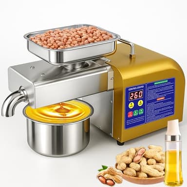 Oil Press Machine, 1800W Automatic Electric Oil Maker for Home & Commercial, Stainless Steel Oil Extractor for Cold & Hot Press for Seed, Nut, Peanut, Olive Kernel, Sesame, Sunflower, Walnut