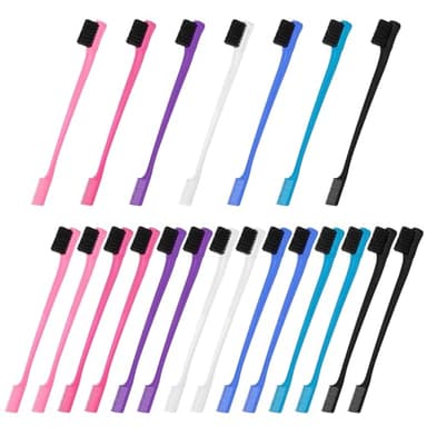 Qianyu 21 Pcs Double Sided Edge Control Hair Brush Comb Combo Pack Professional Hair Edge Brush Smooth Comb Grooming (7 Colors)