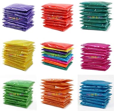 Color Blaze 120-Pack Holi Powder - 8 Colors(75g Each) Pink, Red, Orange, Yellow, Green, Teal, Blue, Purple - Color Runs, Festivals, Gender Reveals, Photography & Adult Celebrations