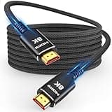 Snowkids 8K 2.1 50 FT Long Fiber Optic HDMI Cable, 48Gbps Ultra High-Speed HDMI Cables Cord, 4K 120Hz 144Hz Compatible for TV/Laptop/Monitor/PS5/Xbox/Projector/Entertainment/Sound System & More